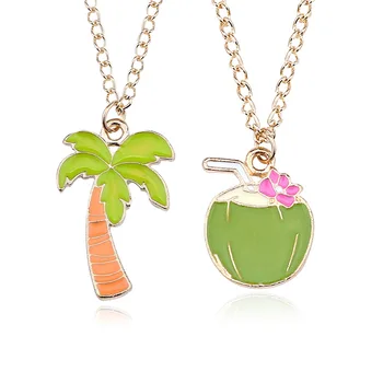 Изысканное ожерелье с дизайном кокосовой пальмы, Модные украшения с капающим маслом