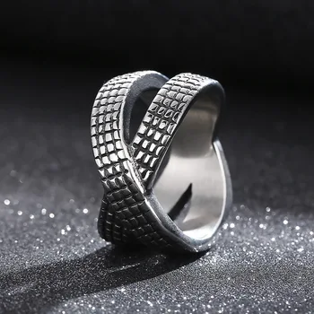 Индивидуальное винтажное мужское кольцо small square infinite с 8 фигурками из титановой стали