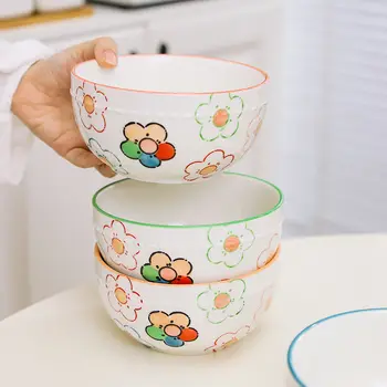 ИНС стиль милые девушки сердце керамическая чаша ручной росписью подсолнечника завтрак миски посуда йогурт чаша бытового назначения