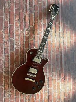 Классическая гитара винно-красного цвета, элитная серия, без логотипа на головке, корпус из персикового дерева
