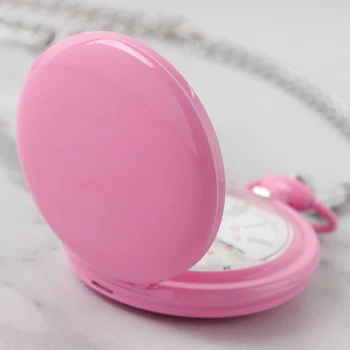 Классические карманные цифровые кварцевые часы Barbie Pink Высокого качества Винтажное модное мужское и женское ожерелье Кулон Ювелирные изделия Подарок