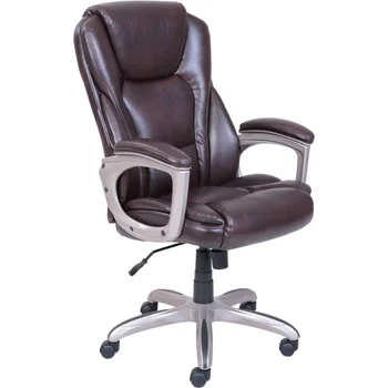 Коммерческое офисное кресло Serta из прочной клееной кожи с пенопластом с эффектом памяти, вместимостью 350 фунтов, коричневый