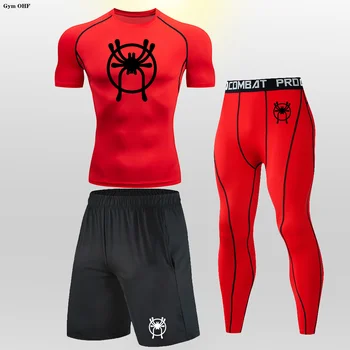 Компрессионная рубашка Man Spider Фитнес-тренировка в тренажерном зале MMA Rashguard BJJJ Мужчины Джиу-джитсу, Бег Трусцой, Комплекты тренировочной одежды Для мужчин 2099