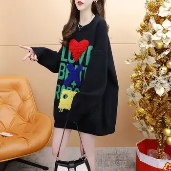 Корейская Версия Свободный Женский пуловер в ленивом стиле, Свитер 2023, Осенне-Зимний Модный Универсальный джемпер с верхом