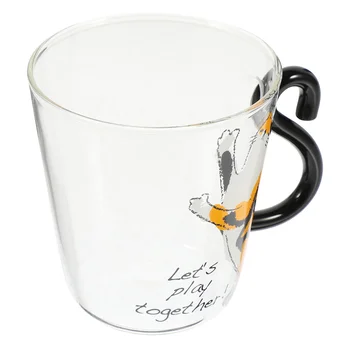 Кофейная кружка из кошачьего стекла, Стеклянная кружка, офисная кофейная кружка с ручкой, стеклянная кружка для воды