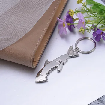 Креативная металлическая открывалка для бутылок с акулой, брелок для ключей, персонализированный небольшой подарок, подвесное украшение