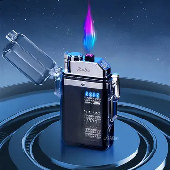 Креативная прозрачная ветрозащитная Двухдуговая импульсная Беспламенная плазменная USB-зажигалка для зарядки, уличная водонепроницаемая зажигалка, подарок для мужчин