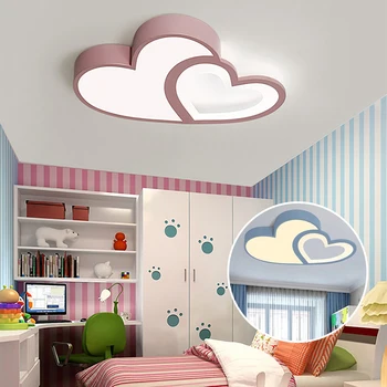 Креативный потолочный светильник в форме сердца, дизайн детской комнаты, мультяшная лампа для скрытого монтажа, светильник для декора комнаты для детей, розовый /синий