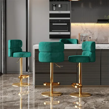 Легкий роскошный барный стул в скандинавском стиле, барные стулья для кухонной мебели, подъемный поворотный высокий стул из нержавеющей стали, барные стулья на стойке регистрации отеля