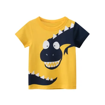 Летняя детская футболка 2023 года с короткими рукавами, Одежда для мальчиков, Хлопковые топы с динозаврами, модные детские футболки с героями мультфильмов, прямая поставка