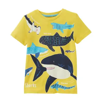 Летняя футболка для мальчиков из хлопка с коротким рукавом, светящиеся футболки с изображением мультяшного Кита для маленьких девочек, Детская футболка, Детская одежда, топ