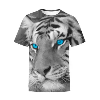 Летняя футболка с принтом Унисекс, 3D Тигр, животное, Детская забавная повседневная футболка с животными, Крутая Одежда для мальчиков и девочек, крутая одежда для девочек