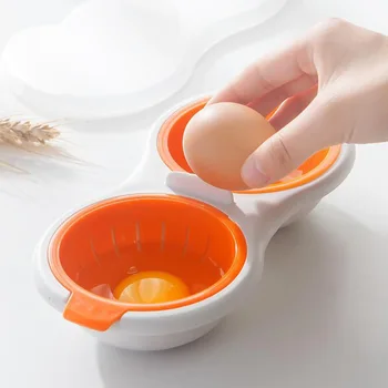 Микроволновая печь Egg Poacher, Бойлер для яиц с двойной чашкой, Кухонный Набор для приготовления яиц на пару, Микроволновые печи, Инструменты для приготовления пищи, Посуда для приготовления пищи