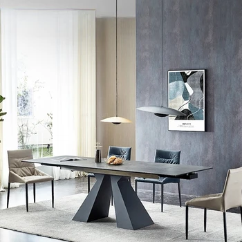 Многофункциональная мебель для большой семьи, лаконичная кухонная мебель, Итальянский складной стол с мраморной столешницей для посетителей столовой на вилле