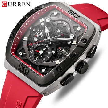 Многофункциональные спортивные наручные часы CURREN со светящимся кварцем, силиконовый ремешок, водонепроницаемые мужские часы в форме Тонно reloj