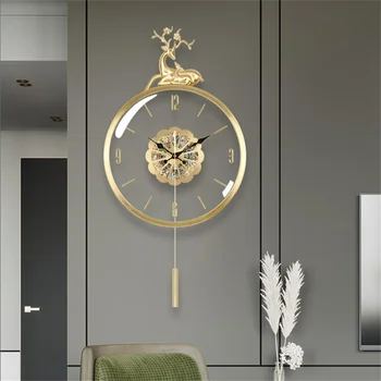 Модные Настенные Часы Nordic Simple Home, чистая Медь, Креативное Украшение, гостиная