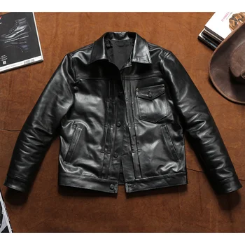Мужская куртка из натуральной кожи с верхним слоем из конской кожи 506, повседневное пальто для езды на мотоцикле Mulan Road большого размера
