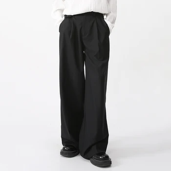 Мужская одежда, Весенние Новые повседневные брюки, свободные прямые, Корейская мода, простые, 2023, Однотонные Мужские брюки 9A6959