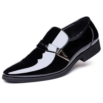 Мужские деловые модельные туфли Модные Кожаные туфли без застежки Мужские Большие размеры 48, официальная повседневная обувь с острым носком, мужская свадебная обувь, Новинка