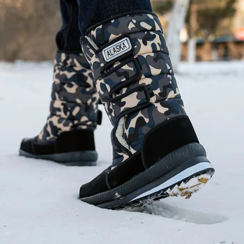 Мужские зимние ботинки на платформе, мужские зимние ботинки из теплого толстого плюша, водонепроницаемые рабочие ботинки для рыбалки на открытом воздухе, большие размеры 36-47