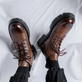 Мужские кожаные водонепроницаемые ботильоны Chukka на шнуровке, оксфордские модельные ботинки, повседневная обувь для деловой работы для мужчин
