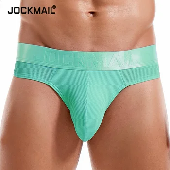 Мужские сетчатые трусы JOCKMAIL со сверхшироким поясом, сексуальное удобное нижнее белье для геев, трусы-бандажи, Мужские стринги-стринги, трусы-стринги