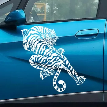 Наклейки на автомобиль, наклейки с животными, красивые наклейки с белым тигром Подходят для наклеек на двери автомобиля, голографические наклейки на автомобиль