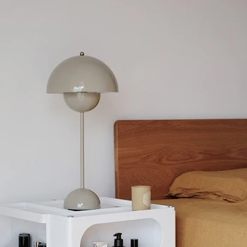 Настольная лампа со светодиодной подсветкой Flower Bud в скандинавском стиле, прикроватная тумбочка, настольные лампы-грибы, украшение комнаты, ночные светильники серого цвета