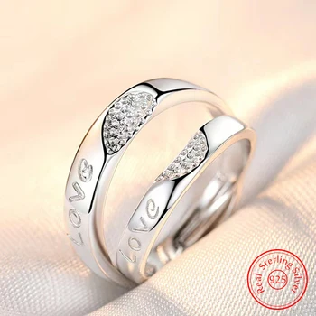Настоящие серебряные украшения Stelring 925 пробы, кольцо с буквенным сращиванием в виде сердца, Кристалл Циркона, Кольцо для женщин XY0376