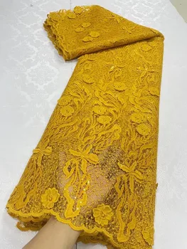 Новейшая Африканская гипюровая шнуровая кружевная ткань Высококачественная Нигерийская водорастворимая кружевная ткань с пайетками, кружево для женщин, свадебный материал