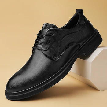 Новое поступление мужской обуви Оксфорд из мягкой кожи Мужские модельные туфли Универсальная деловая обувь Мужская официальная обувь для отдыха в британском стиле
