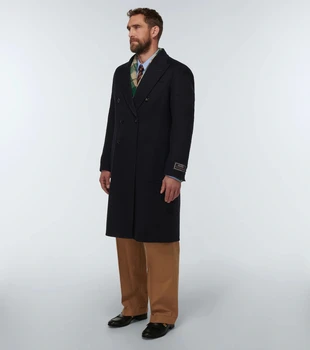 Новое Шерстяное Пальто Мужская Теплая Ткань Средней длины, Свободное Повседневное Пальто Выше Колена, Персонализированное Модное Пальто, Мужская Одежда