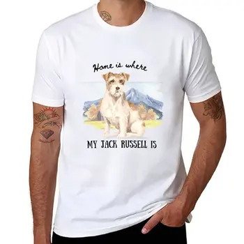 Новый Жесткошерстный Джек-Рассел-терьер арт, подарок для мамы собаки, футболка, быстросохнущая рубашка, черная футболка, топы размера плюс, футболка для мужчин