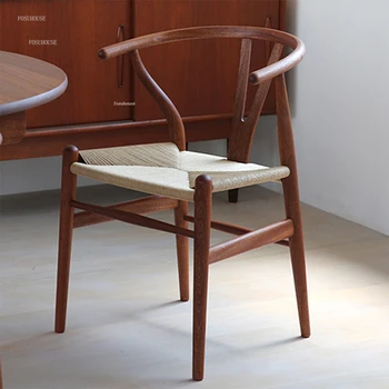Обеденные стулья из массива дерева в Скандинавском стиле Простая Мебель для столовой Домашний Обеденный стул со спинкой и Подлокотниками Дизайнерские Стулья для отдыха в спальне