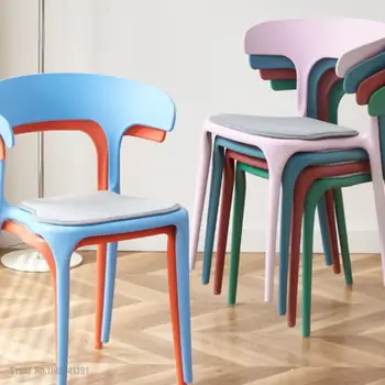 Обеденный стул с роговой спинкой, пластиковый стул для переговоров в домашней гостиной, Современный Простой Удобный стул для отдыха в скандинавском стиле