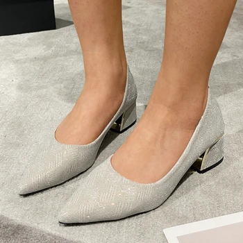 Обувь для женщин 2023, горячая распродажа, Женские туфли на высоком каблуке с заострением, Модные Элегантные Однотонные Женские туфли на квадратной подошве