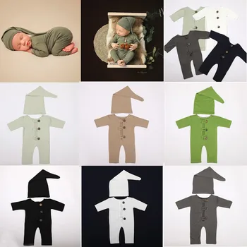 Одежда для фотосъемки новорожденных, Шляпа + комбинезон, 2 шт./компл., Реквизит для фотосъемки маленьких мальчиков, Аксессуары, Фон для фотосъемки