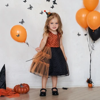 От 0 до 2 лет Платье на Хэллоуин для маленьких девочек, необычный праздничный костюм Ведьмы, Одежда для малышей, Карнавал, детские крестины