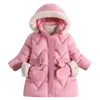 Пальто для девочек, меховые толстовки, пальто для девочек, верхняя одежда, однотонная детская куртка, зимняя детская одежда 2, 4, 6, 8 лет в перчатках