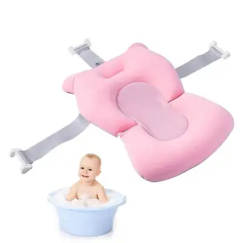 Подушка для купания новорожденных, Складная нескользящая подушка для ванны, поддерживающий коврик, предметы первой необходимости для новорожденных С пряжками и 3 ремнями безопасности для