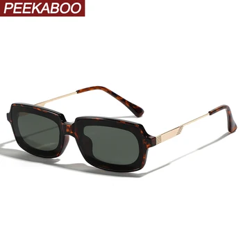 Полуметаллические ретро-солнцезащитные очки Peekaboo для женщин, леопардовые коричневые квадратные солнцезащитные очки унисекс для мужчин uv400 2024, мужские горячие продажи