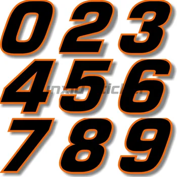 Пользовательский шрифт номера Черный с оранжевой каймой Наклейки на гоночный грузовик Ноутбук Мото Шлем Дверь Книга Окна Наклейки Настраиваемые