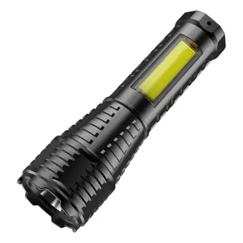 Портативный Мини-светодиодный фонарик с 3 режимами USB, перезаряжаемый фонарик с зумом, сильный свет, Походная лампа COB, водонепроницаемые фонари