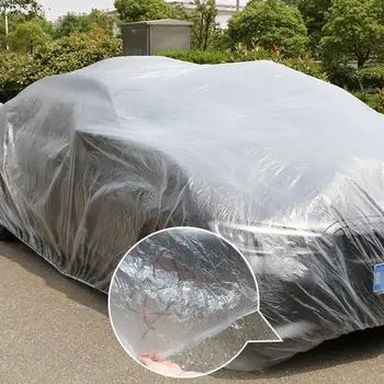 Прозрачный чехол для автомобиля, универсальный прозрачный чехол с эластичной лентой, полиэтиленовый защитный экран для автомобиля, дождевик для автомобиля в любую погоду