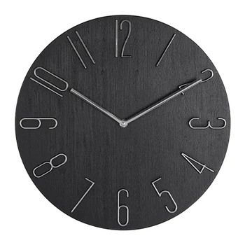 Простые настенные часы 12 дюймов для гостиной, домашние настенные часы, Модные настенные часы для спальни-Черный