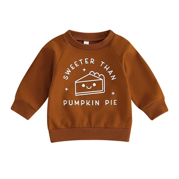 Пуловер на день благодарения для маленьких девочек и мальчиков, толстовка с буквенным принтом тыквы, свитер с длинными рукавами, топы, осенняя одежда