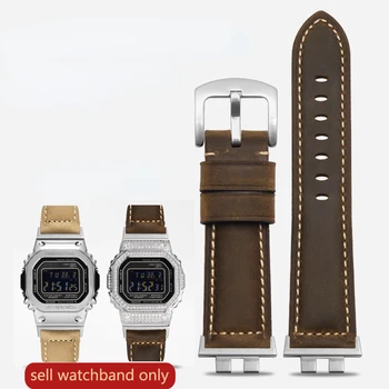 Ремешок из натуральной кожи для часов G-SHOCK Casio GMW-B5000 Small Silver Bar, мужской мягкий удобный ремешок для часов, аксессуары 22 мм