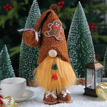 Рождественский гном Очаровательные рождественские куклы-гномы ручной работы с плюшевыми шляпами, леденцовыми тростями, пышными бородами, настольными украшениями
