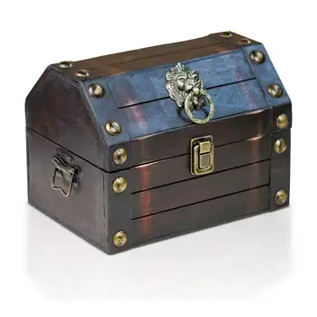 Роскошный прочный ящик для хранения сундука с сокровищами из дерева и металла - идеально подходит для домашней организации и хранения ваших ценностей