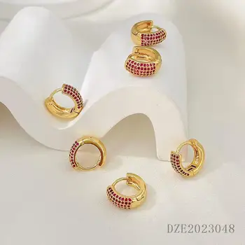 Серьги с цирконием для женщин, Циркониевые позолоченные серьги-кольца 2023, новые трендовые роскошные ювелирные изделия